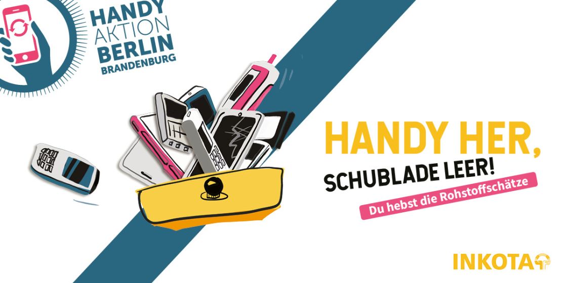 Eine Ilustration mit gezeichneten Handys die aus einer Schublade quillen