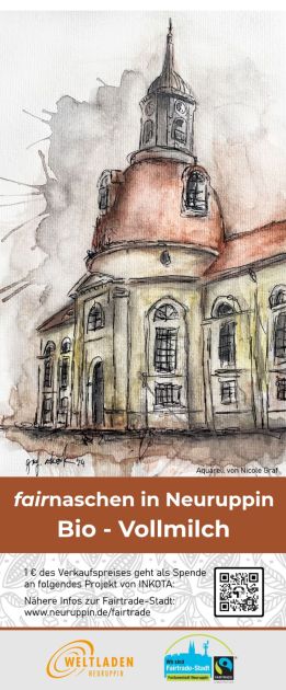 ein historisches Gebäude mit Turm als Aquarell gezeichnet