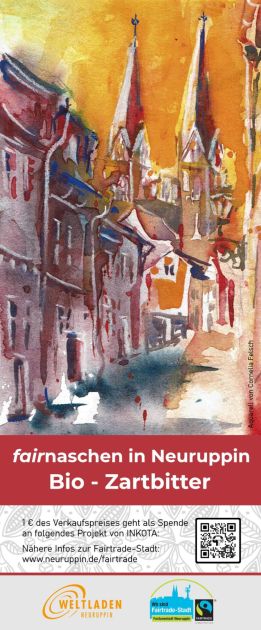 Eine Stadtsilhouette mit Kirchtürmen als Aquarell gezeichnet